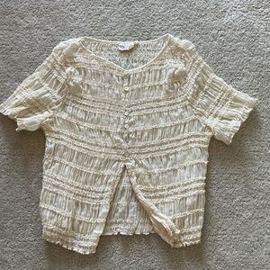 Off white VRG Top with Button Detail